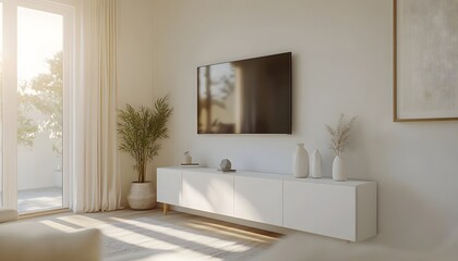 Modern Minimalist Living Room Decor With Flat Screen Television