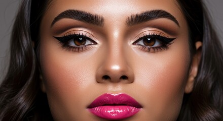 Fototapeta premium Stunning Woman's Face Closeup with Makeup