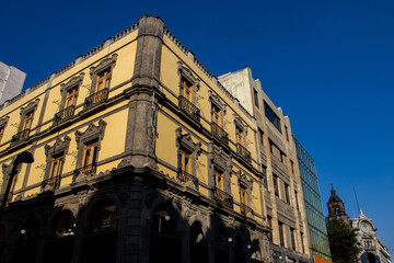 Detail of the beautiful architecture of the historical buildings at Mexico City downtown.