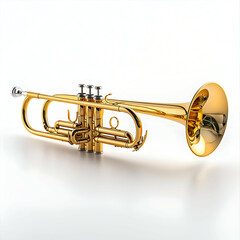 Obraz premium Elegant Gold Trumpet: Isolated Brass Musical Instrument for Jazz, Band, and Symphony Performance