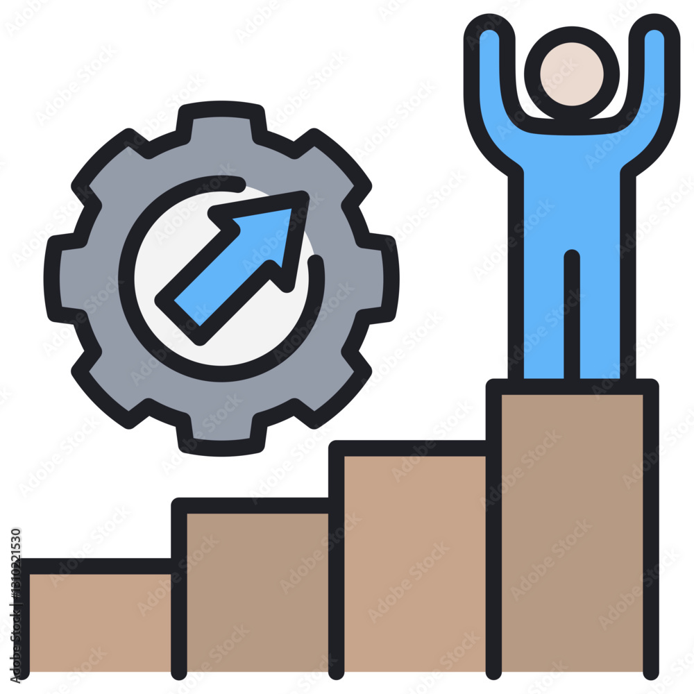 Poster development lineal color icon