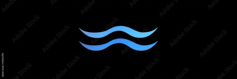 Leinwandbilder Minimalist icon of a wavy blue line conveying calmness in a simple abstract style suitable for design projects