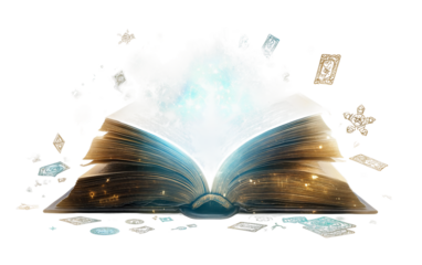 An Open Book Radiating a Mystical and Enchanting Glow Isolated on transparent background PNG