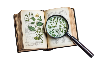 An Open Book Showcasing Stunning Botanical Illustrations Isolated on transparent background PNG