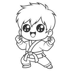 Children learn to become martial arts experts, for coloring