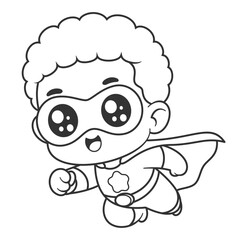 Curly haired kids become superheroes, for coloring