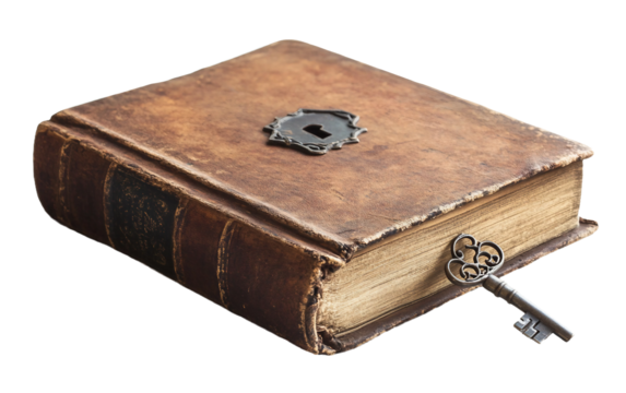 An Enigmatic Locked Book Guarding Untold Stories and Forbidden Knowledge Isolated on transparent background PNG