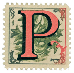 Obraz premium PNG Stamp with alphabet P font text art.
