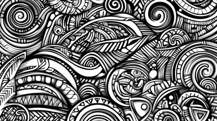 Intricate Black and White Abstract Design