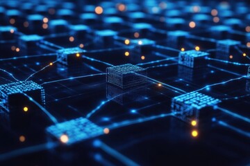 Obraz premium Abstract network of interconnected data cubes.