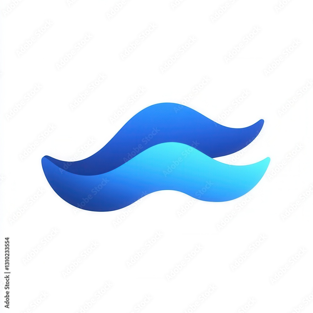 Poster Calm wavy blue line representing tranquility in a minimalist and abstract design suitable for modern aesthetics and calming environments