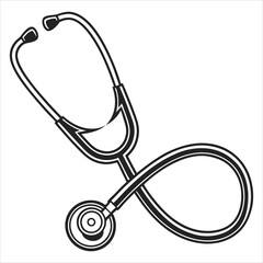 silhouette stethoscope solid icon on white background 