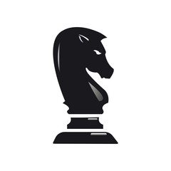 Chess Knight Icon. Simple monochrome black icon on white background. EPS10