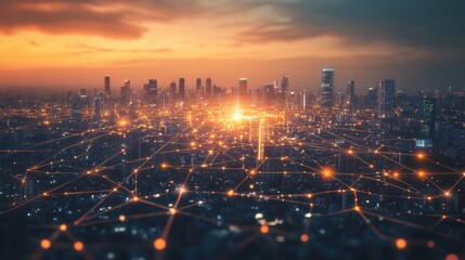 Fototapeta premium Artificial Intelligence-Powered Smart City with Data