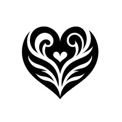 vector illustration of heart love black and white