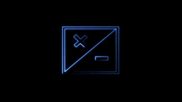 Neon calculator icon glowing animation. blue and green neon laser line icon on black background.