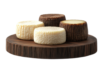 Selection of artisanal cheeses arranged on a wooden platter ready for tasting at a gourmet event
