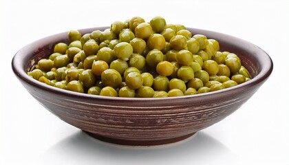 marinated green peas in bowl isolated on white background