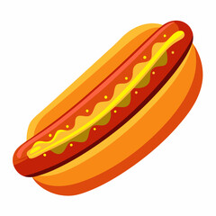 Colorful hot dog illustration with vibrant toppings on a white background