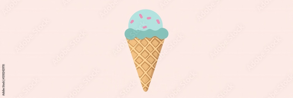 Poster playful minimalistic ice cream cone logo featuring pastel colors on a clean background for a fun and