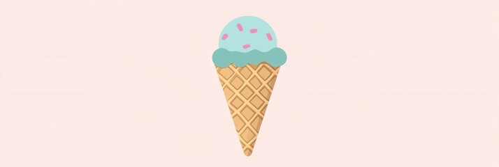 Playful minimalistic ice cream cone logo featuring pastel colors on a clean background for a fun and inviting design aesthetic