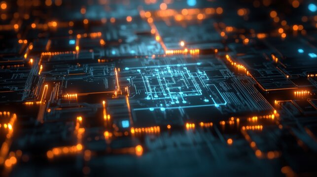 Machine learning algorithms visualized as glowing circles
