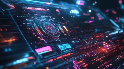 Fototapeta premium Neural AI-powered Futuristic Interface Analyzing Globe