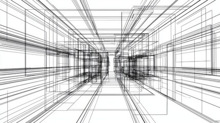 Fototapeta premium Interior architectural sketch of a room for construction, design and architectural projects