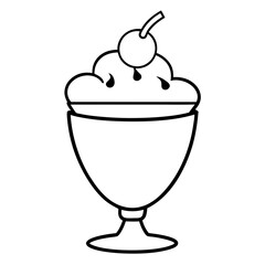 Cartoonish ice cream sundae with cherry on top, vibrant colors, fun atmosphere