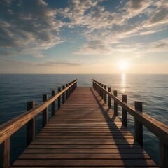 Obraz premium wooden pier at sunset