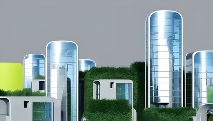 modern city skyline with sleek futuristic architecture made of solar panels and green materials for eco conscious living
