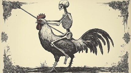 Dark fantasy illustration with skeleton rider images