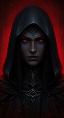 Mysterious Woman in Red: Dark Fantasy Portrait
