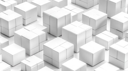 White cubes, scattered, studio, shadow, background, packaging