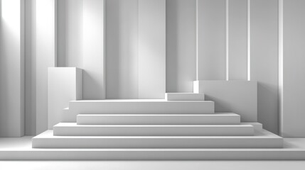 Obraz premium White minimalist product display steps