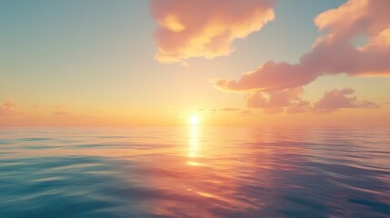 Obraz premium Serene Sunset over Calm Ocean Waters, Peaceful Panorama
