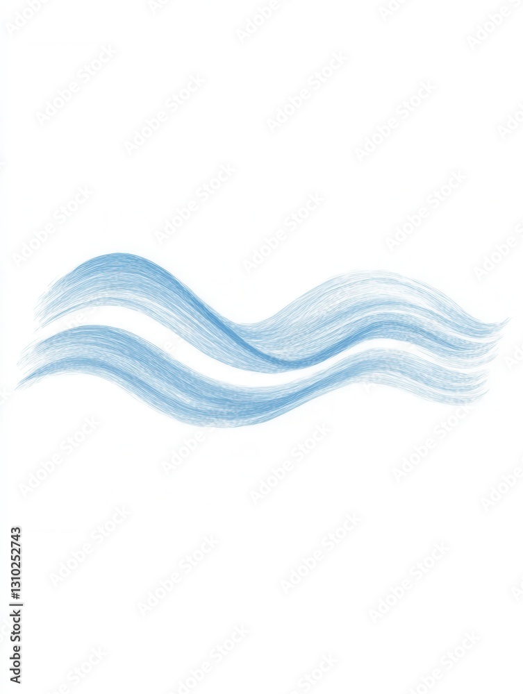 Aufkleber wavy blue lines in a minimalist design symbolize calmness and tranquility in a simple abstract style