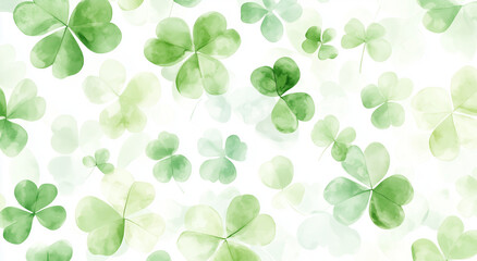 Watercolor Shamrock Border on White Background