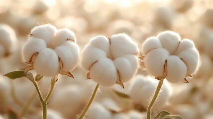 Untreated cotton bolls with soft and fluffy fibers.