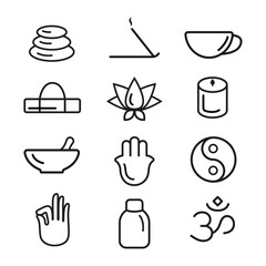 Yoga line icons. Minimalist Yoga Icons. Simple Yoga Pictograms. Health and Yoga Line Icons. 