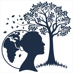  silhouette World Environment Day on white background 