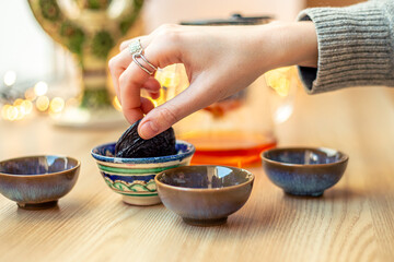 Tea ceremony. Professional tea brewing. Tea. Meditation with tea. Tea bowls.
