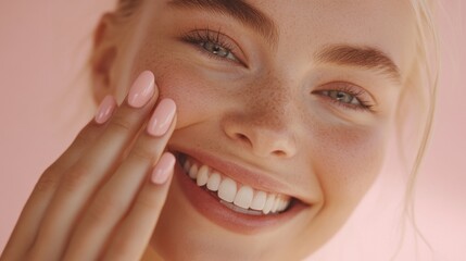 Smiling woman showing off nails