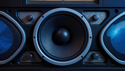 Close-up of a powerful speaker – sound, media, and the impact of information