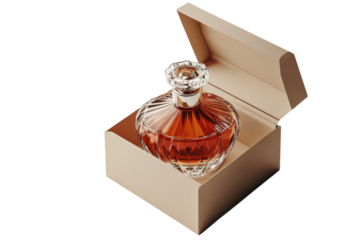 Elegant crystal perfume bottle beautifully displayed in a luxurious box