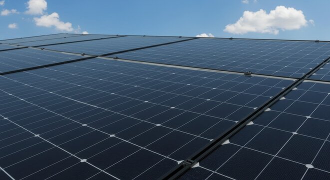 Glistening Black Monocrystalline Solar Panels Close-Up