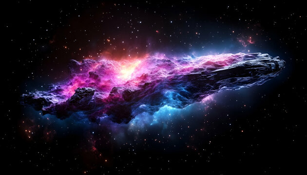 Cloudscape Nebula formation, vivid colors in vast, starry cosmos, cosmic scenery