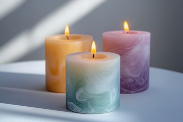 Minimalist pastel colored candles for home decor and relaxation