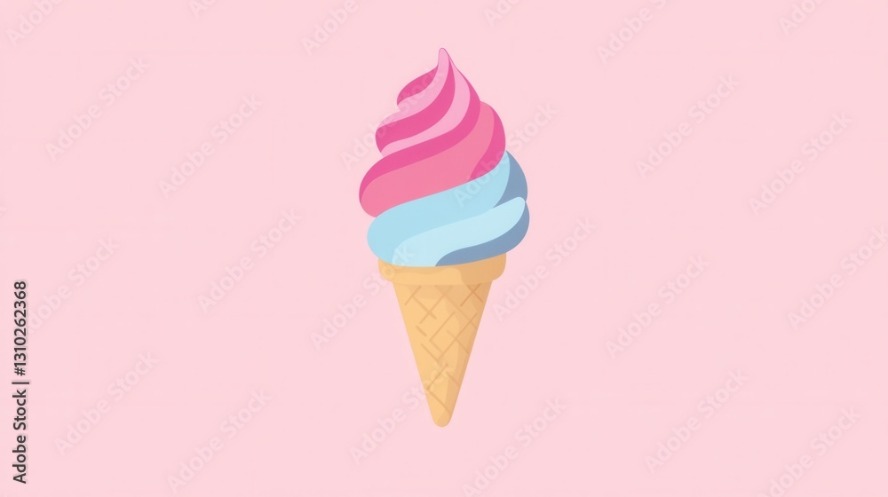 Aufkleber minimalistic ice cream cone logo with pastel colors showcasing a cute and playful design on a clean 