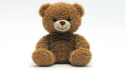 Obraz premium Brown teddy bear sitting, white background (1)